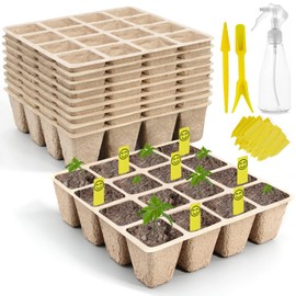 SYITCUN 160 Cells Seedling Starter Trays,10 Pack Starter Trays for Planting Seeds,Biodegradable Seed Starter Peat Pots,Bonus 100 Plant Labels,2 Transplanting Tools,1 Spray Bottle