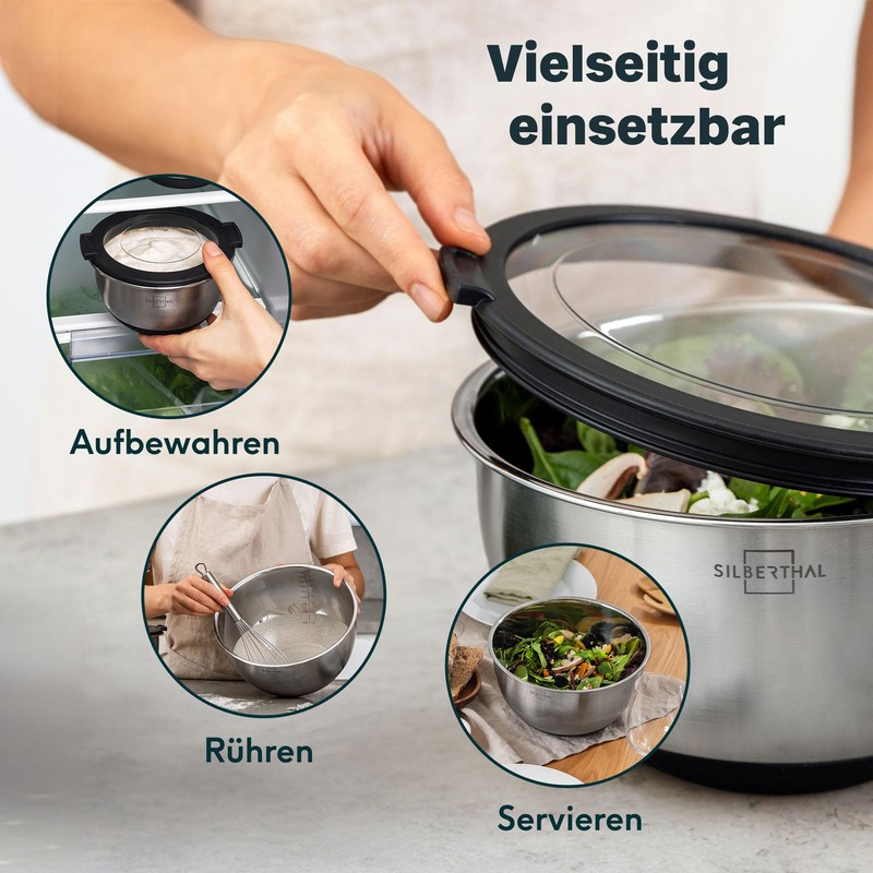 SILBERTHAL Stainless Steel Bowl with Lid - 700 ml Mixing