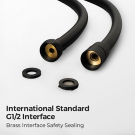 VANCOCO Shower Hose, 1.5 Meters/59 Inches PVC Handheld Shower Head Hose with Brass Interface for Bathing, Bidet Sprayer, Pet Bathing, Black