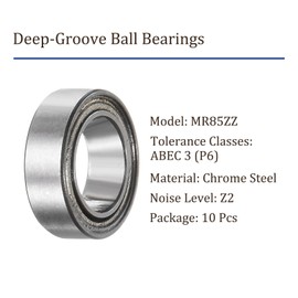 Kozelo 10pcs MR85ZZ Deep-Groove Ball Bearings - [5mm Bore x 8mm OD x 2.5mm Thickness] Double Metal Shielded Bearings for Machine Tools Use, P6 (ABEC 3)