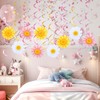 24 PCS Daisy Hanging Swirls Decorations, Daisy Flower Hanging Swirls,