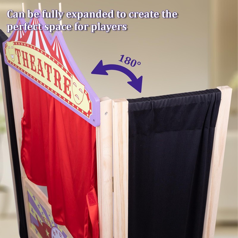 Puppet Theater,Large Size 44 Inch X 45 Inch,Wooden Puppet Theater,Double