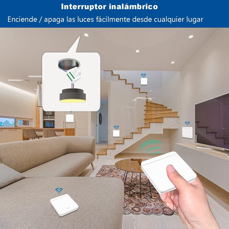 Interruptor Remoto Inalámbrico para Pared, sin necesidad de cableado, Compatible
