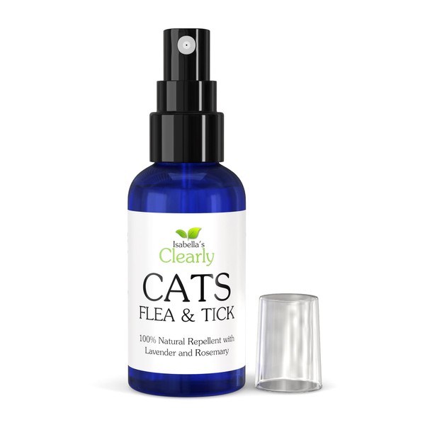 Isabella's Clearly Cats | Ticks and Fleas Product with Rosemary and Lavender | Topical Spray for Cats. Smells Great. Made in USA.