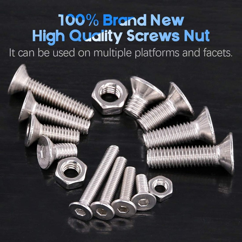 Glarks 510Pcs Metric M3 M4 M5 304 Stainless Steel Flat