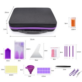 MOTRAIN 60 Slots Storage Container for Diamond Painting Kits, Portable Diamond Art Storage Box with Accessories and Tools for Adults, Art Storage Organizer