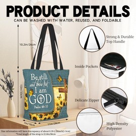 Moduyok Christian Bible Tote Bags For Women Bible Church Tote Bags With Inspirational Scripture Quotes Religious Reusable Grocery Bag For Women Organizer Shopping Work Travel Beach Christian Gift