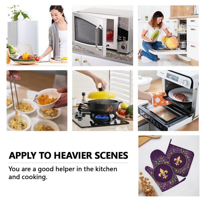 Mardi Gras Purple Golden Glitter Fleur De Lis Oven Mitts