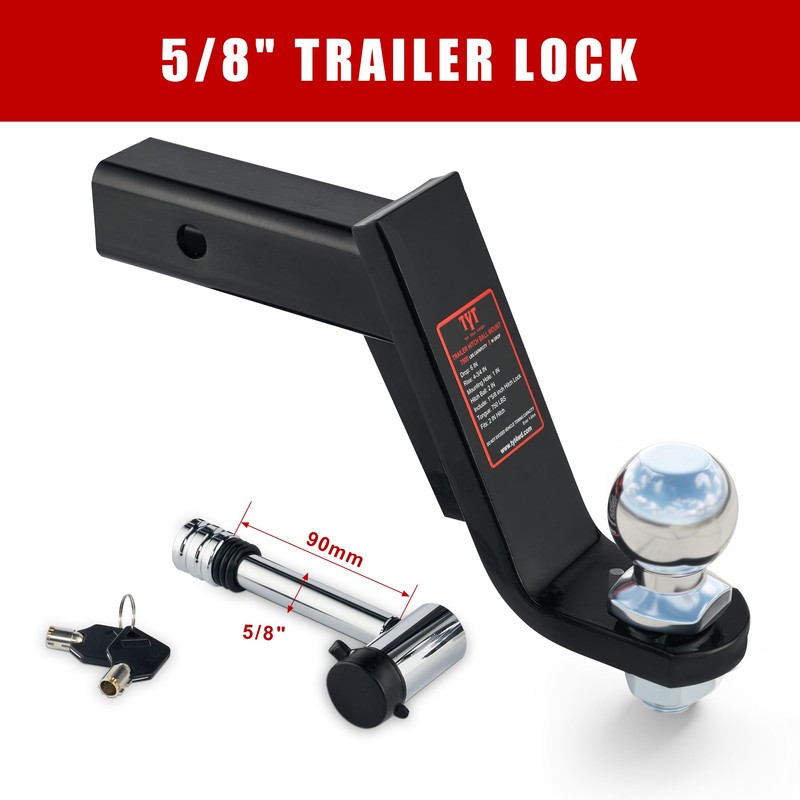 TYT Trailer Hitch Mount with 2" Chrome Ball&Lock, Fits 2-in