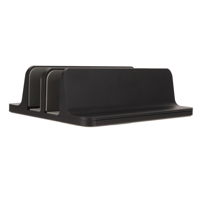 Vertical Laptop Stand Aluminum Alloy Double Dock Black Multifunctional Cooling