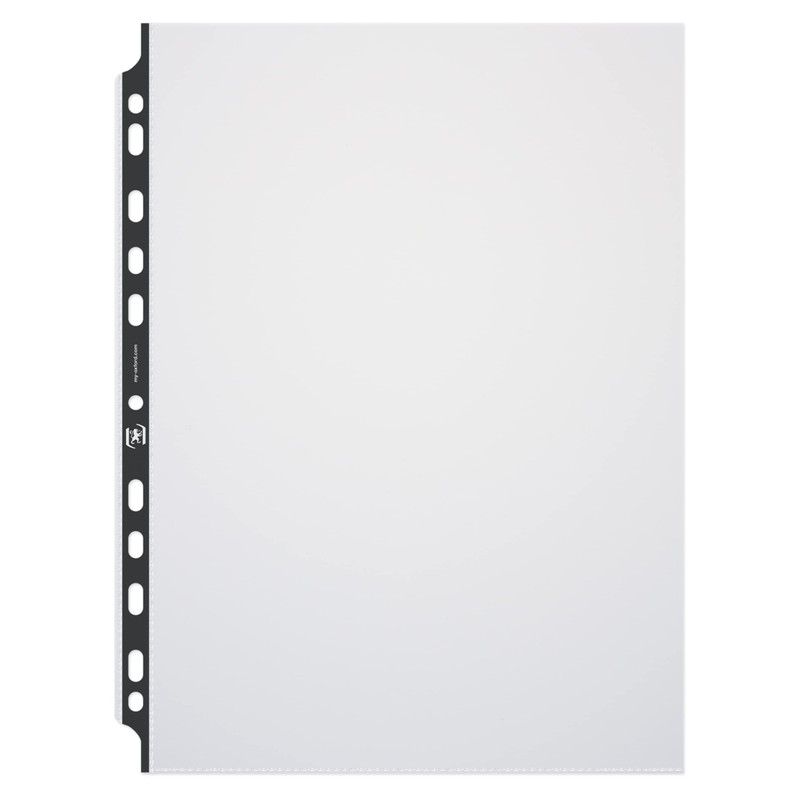 Oxford 20 x A4 Clear Document Wallets with Black Hole