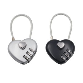 KKLM Padlock Wire Lock 2 Pack Combination Combination Combination Combination Lock Strong Anti-Theft & Durable Heart Wire Rope Easy Set & Instant Unlock for Backpack, School, Travel, Outdoor, Luggage