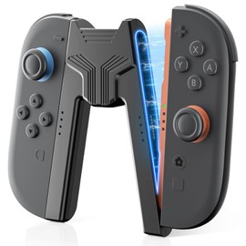 Elnicec Joy-Con充電グリップ【2025最新型】Switchジョイコン充電グリップ V字型 プレイしながら充電可能 Joy-Con ハンドルグリップ 超軽量 装着簡単 持ち運びに便利 充電指示LED付 Switch/Switch 有機ELモテル対応