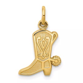 Unbranded 10K Yellow Gold Solid Polished Cowboy Boot Charm