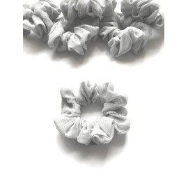 Scrunchies Set, 6 Pieces Silver Mesh With Lurex. Quality Silver Metallic Lurex. Silver