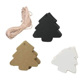 BinaryABC Christmas Tree Gift Tags,Paper Tags,Price Tags with String,DIY Kraft Blank Hang tag 150pcs