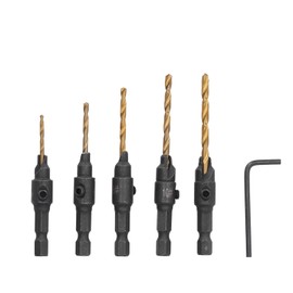 LiebeWH 5 Uds. Broca Avellanadora de 1/4 Pulg Vástago Hexagonal HSS Juego de Herramientas de Perforación Biseladas para Madera Plástico Tablero de Fibra de Metal Blando
