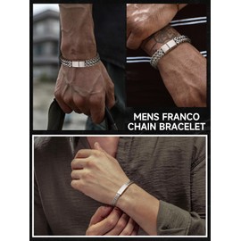 ChainsHouse Mens Chain Bracelet, 316L Stainless Steel Franco Bracelet, Cuban Link Style 12MM 8.3 Inches, Biker Style