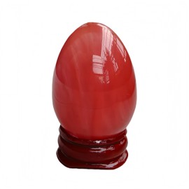 Afucats Synthetic Cherry Quartz 50 * 35mm Egg-Shape Meditation Chakra and Indoor Decorative Balancing Gemstone and Crystals Figurines Kit, for Reiki Healers and Yoga Practioner