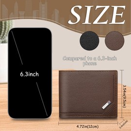 Energather Mens Wallets, Soft Slim PU Leather Wallets with Multiple Card Slots, Minimalist Bifold Wallet Coin Purse, Lightweight Travel Wallet for Business Trip (Black)