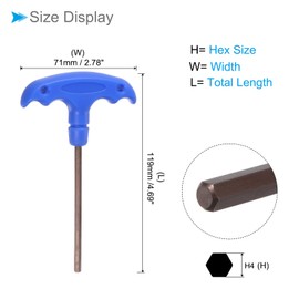 CoCud T-Handle Hex Key H4 4mm Hex S2 Steel Metric T Key Wrench - (For Basic Household Repair and Machine Maintenance) 1pc