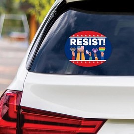 6" x 4.5" Resist Vinyl Sticker, Resist Hate Decal, Anti Trump MAGA, Resist Racism Sticker, Resist Fascism Car Bumper Sticker