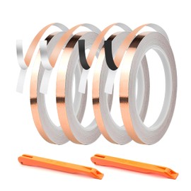 YEZHET Stained Glass Copper Foil Kit, 7/32 and 1/4 Inch, Black and Silver Backed with Hand Foiler