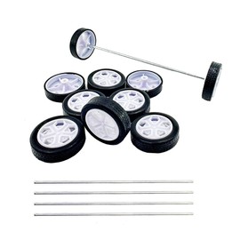 10PCS Small Toy Car Wheel 26mm Model Car Rubber Tire Wheels with 5PCS Shaft Round Axles for for RC Car Truck Robot DIY Model Toy Car Wheels Replace Accessories (2x26mm)