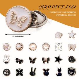 Moguri Pack of 20 Brooches for Clothing, Buttons Without Sewing, Shirt Buttons, Jeans Buttons Pins, Removable Instant Buttons, Brooch Buttons for Clothing, Jeans Clothing, Cardigans, DIY Decoration,