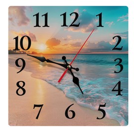 Britimes Wall Clock, Square Silent Non-Ticking Battery Operated Clock 12 Inch, Underwater Coral Reef Tropical Fish Home Decor for Living Room, Bathroom, Bedroom, Kitchen, Office and School