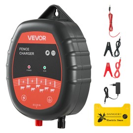 VEVOR Electric Fence Unit, 10kV 1J, AC/DC Electric Fence Device with LED Display, Range 3 km, Powerful Plug-in Charger, to Protect Wildlife Intrusion for Livestock & Poultry