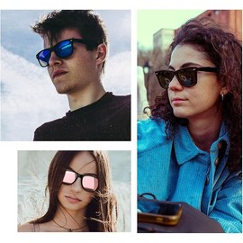 Joopin Oversized Square Sunglasses Designer Polarized Sun Glasses UV400 Protection Trendy Big Shades for Women Men Sunnies(Black + Blue + Pink)