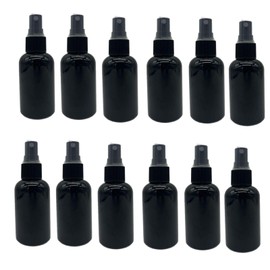 Natural Farms 2 oz Black Boston BPA FREE Bottles - 12 Pack Empty Refillable Containers - Essential Oils Cleaning Products - Aromatherapy | Black Fine Mist Sprayers - Made in the USA
