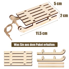 BETESSIN Gnome Accessories Christmas - Miniature Sledge Made of Wood - Gnome Door Accessories Christmas - Miniature Decoration for Dollhouse Accessories - Wooden Sledge for Crafts Christmas