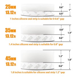 39.37 Ft Weather Stripping Door Seal Strip Tape,Silicone Door Draft Stopper,Self Adhesive Shower Door Bottom Seal and Door Insulation Strip for Door Frame Windows and Glass Gaps (3 Rolls)