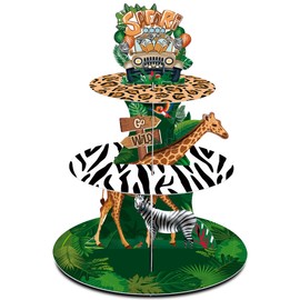 GRULLIN 1PCS Mouse Jungle Safari Party Cupcake Stand for Zoo Animal Theme Birthday Baby Shower Gender Reveal Party Favor Decorations Supplies