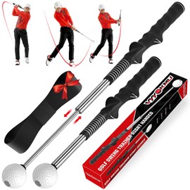 VYYOKMU Tempo Stick Golf for Right Hand, Retractable Golf Swing Training Aid with Arm Band, Telescopic Club Indoor & Outdoor Practice Warm-Up Golf Swing Trainer for Golfer Beginner Men Woman Golf Gift