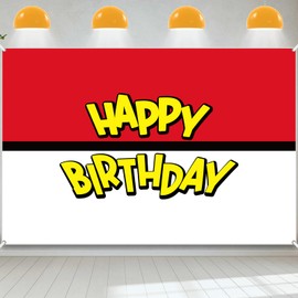 SAVITA Rot Weißer Cartoon Happy Birthday Hintergrund, 1,5 x 1m Großes Fotografie Banner Party Dekoration für Babyparty Junge Mädchen Geburtstag Zuhause