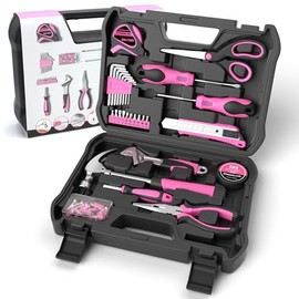 Pink Tool Kit 69 Piece Tool Kit for Women Small Basic Hand Tool Box Home Tool Set Perfect for Ladies and Girls with General Home Repairs, DIY Project,Office and College Dormitory Use