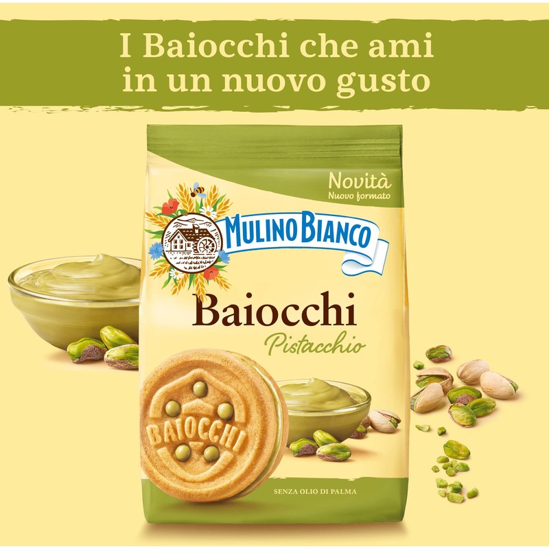 Mulino Bianco Biscotti Baiocchi al Pistacchio, Biscotti con Pistacchio e