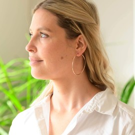 Materia Women’s /Children’s Thin Hoop Earrings, Silver, 925 Rose Gold Plated, Flexible, 25 / 35 / 55 mm, Made In Germany, Gold-Plated Silver, Rose-Gold