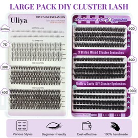 Fluffy Individual Eyelashes Cluster Lashes Russian D Curl Lash Clusters Wispy Natural DIY Lash Extensions for Beginners(Bottom+7D+30D+40D+60D+80D+100D)