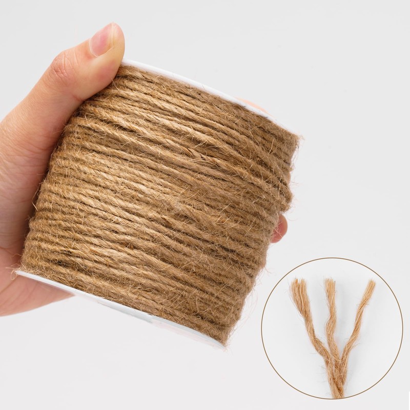 jijAcraft 3MM Jute Twine String,100M Durable Jute Twine Rope Cord