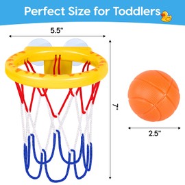 Auvitaya Bath Toys, Bathtub Basketball Hoop for Kids Toddlers, Bath Shower Toys for Kids, Strong Suction Cup Basketball Hoop & 3 Soft No-Hole Balls Set for Toddlers, Boys and Girls