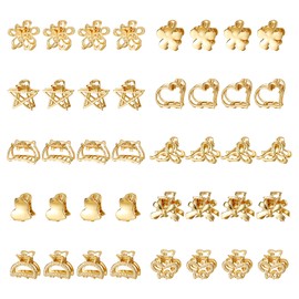 CWJCYTNSN Small Metal Hair Clips, Gold Mini Hair Claw Clips for Thin Thick Hair, Cute Tiny Hair Clips, Strong Hold NonSlip Flower Hair Jaw Clamps for Women Girls
