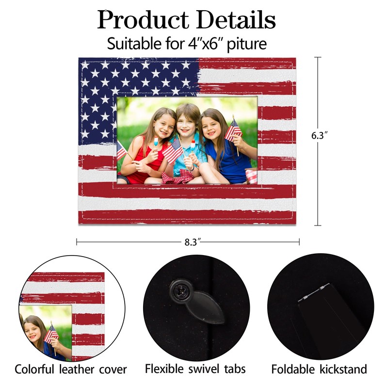 PETCEE American Flag Picture Frame Independence Day Wooden Photo Frame