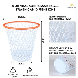 3 PCS Trash Can,Basketball Wastebaskets, Basketball gift,4.5 Gallon,Size11"x11"x12"Basketball Hoop,Basketball Holder display,Garbage Can,Basketball-Themed Gift Waste Basket for Office,Bedroom,Bar,Gym.