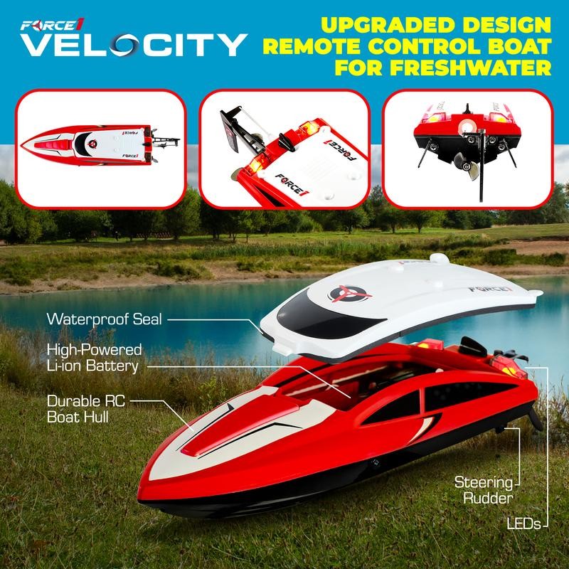 Force1 Velocity Fast RC Speed Boat with Underwater Driving Feature:_Red
