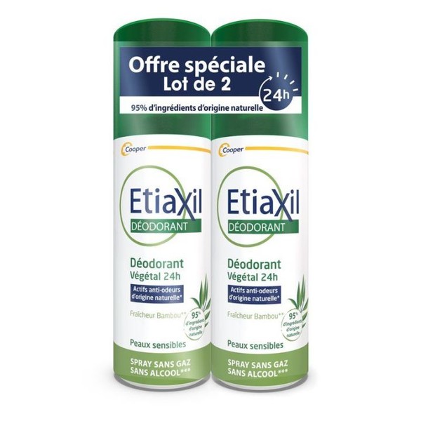 ETIAXIL Déodorant Végétal 24H Spray 100ml, Batch of 2 x 100 ml