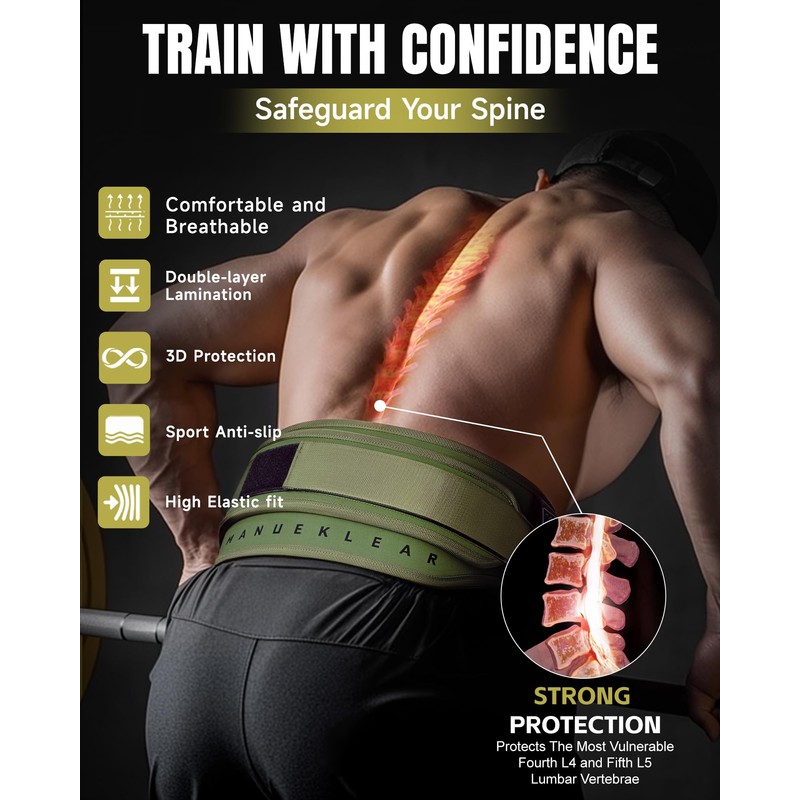 MANUEKLEAR Quick Locking Weighted Belt, Double-Layer Dip Belt for Weight